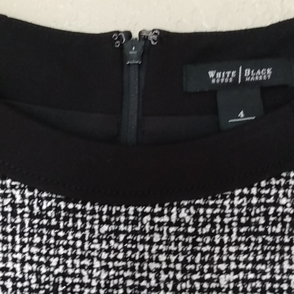 Whitehouse Blk Mkt Corpcore Career Casual DRESS Black White Tweed Boucle Size 4 - Picture 4 of 10